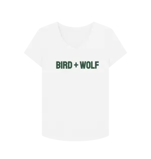 Bird   Wolf V Neck Tee (Green Lettering)