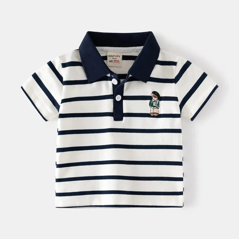 Black & White Striped Polo Shirt