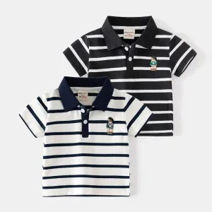 Black & White Striped Polo Shirt