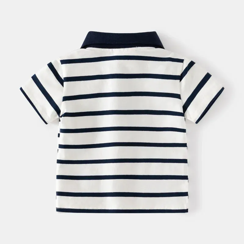 Black & White Striped Polo Shirt