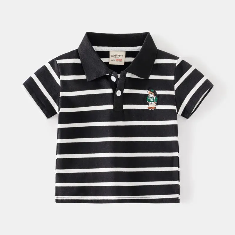 Black & White Striped Polo Shirt