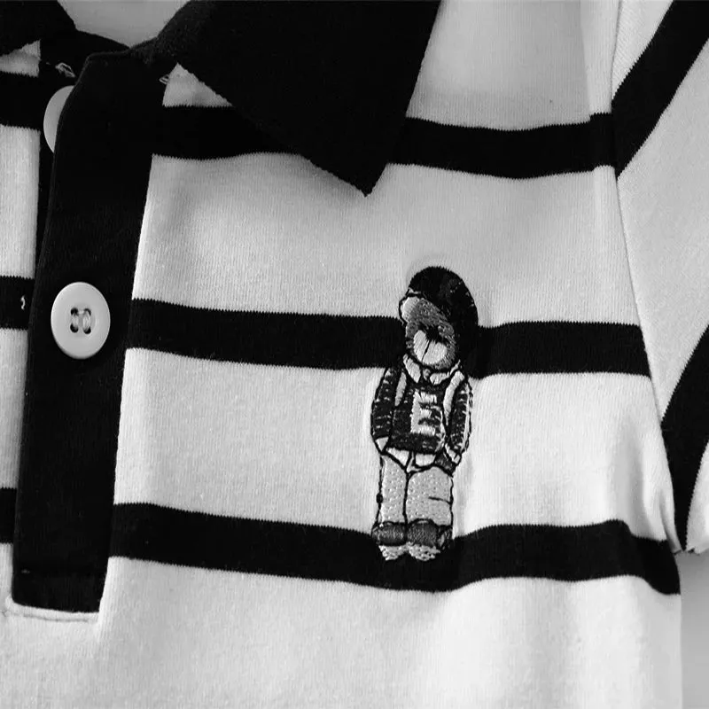 Black & White Striped Polo Shirt