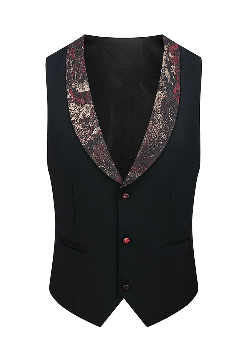 Black Blue Jacquard 3 Piece Men Suits