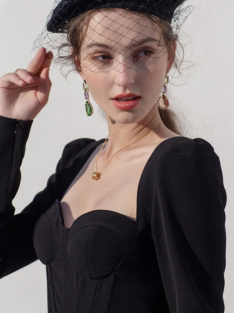 Black Design Sense Party Tube Top Dress