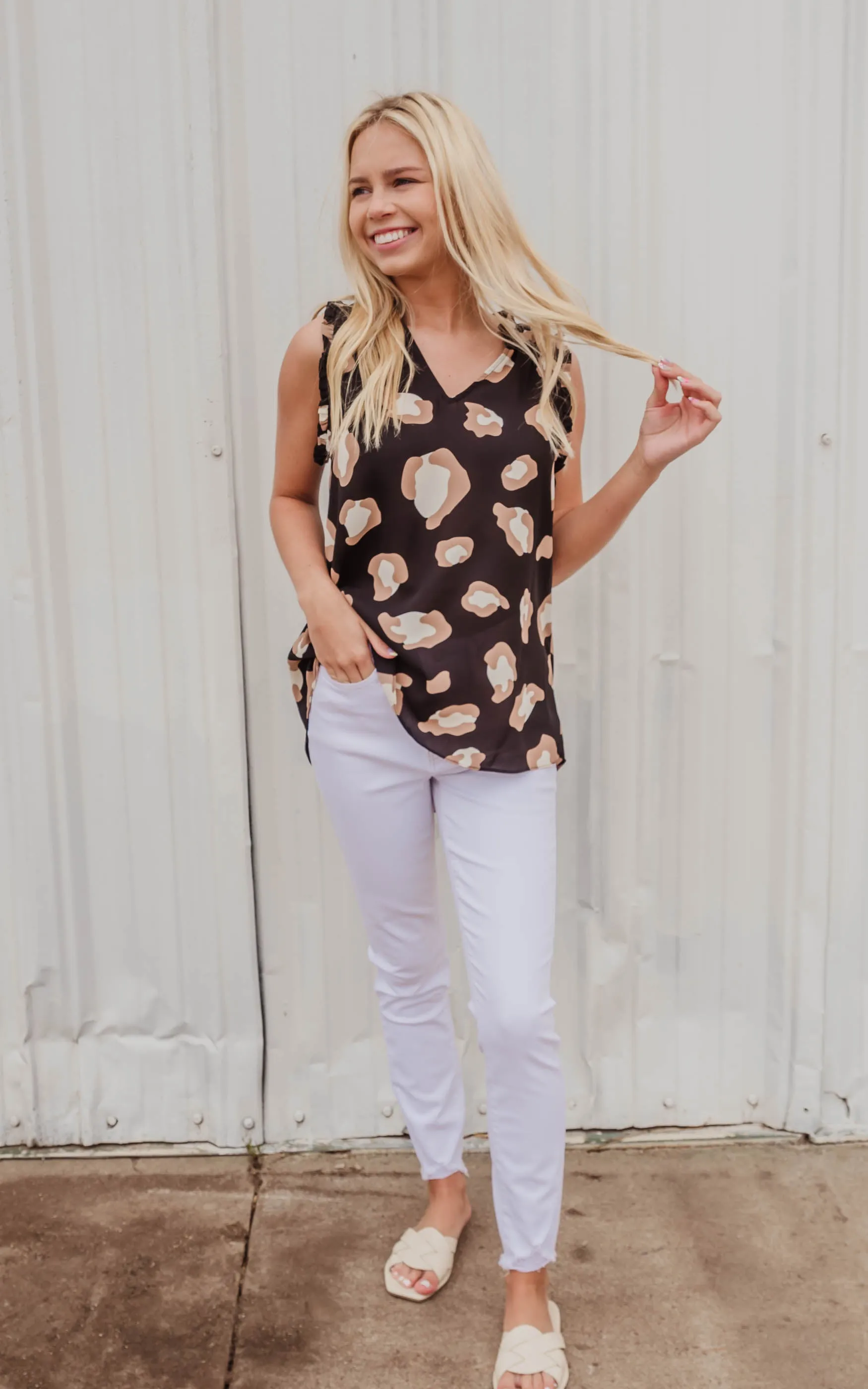 Black Leopard Blouse Tank Top| FINAL SALE*
