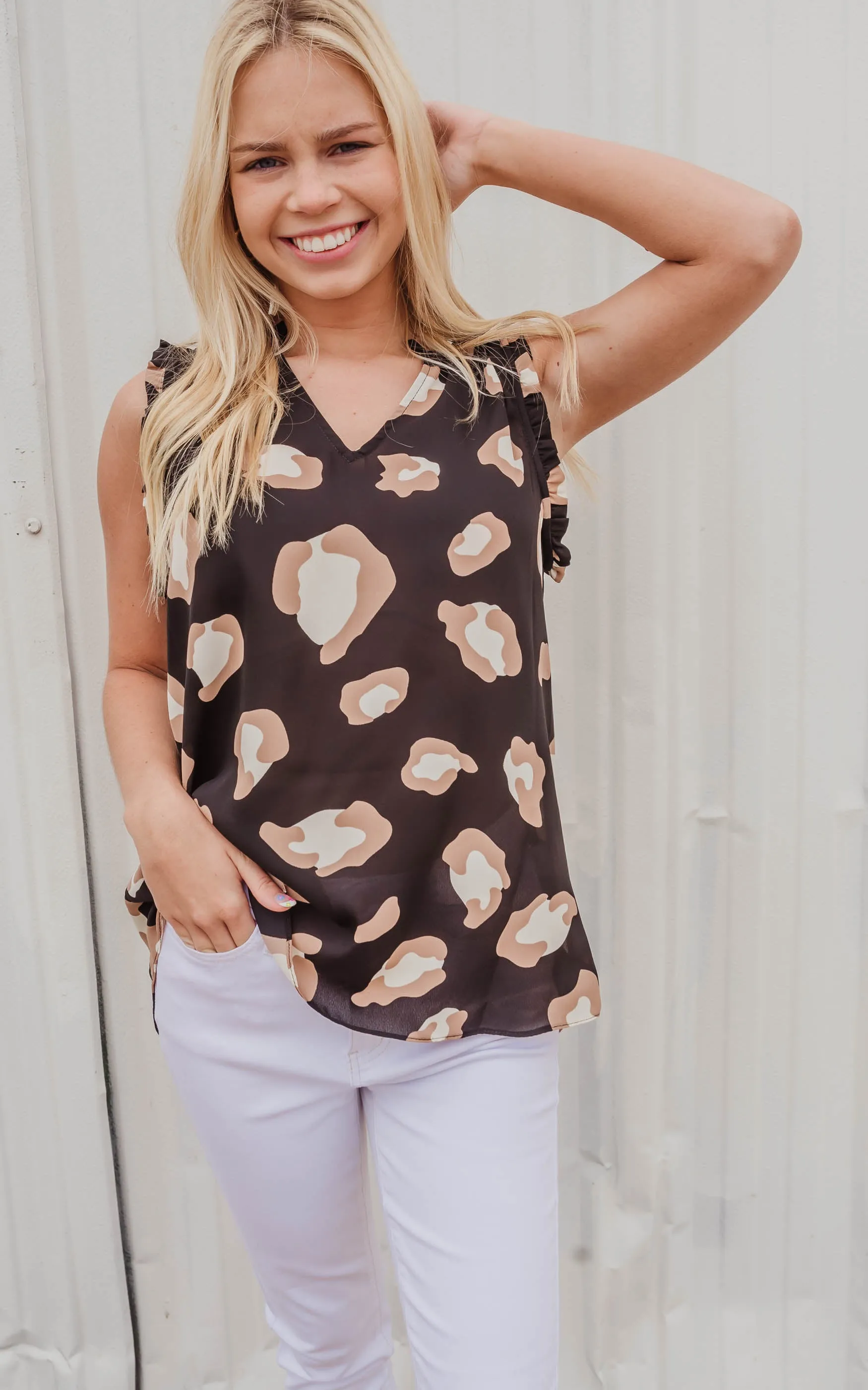 Black Leopard Blouse Tank Top| FINAL SALE*
