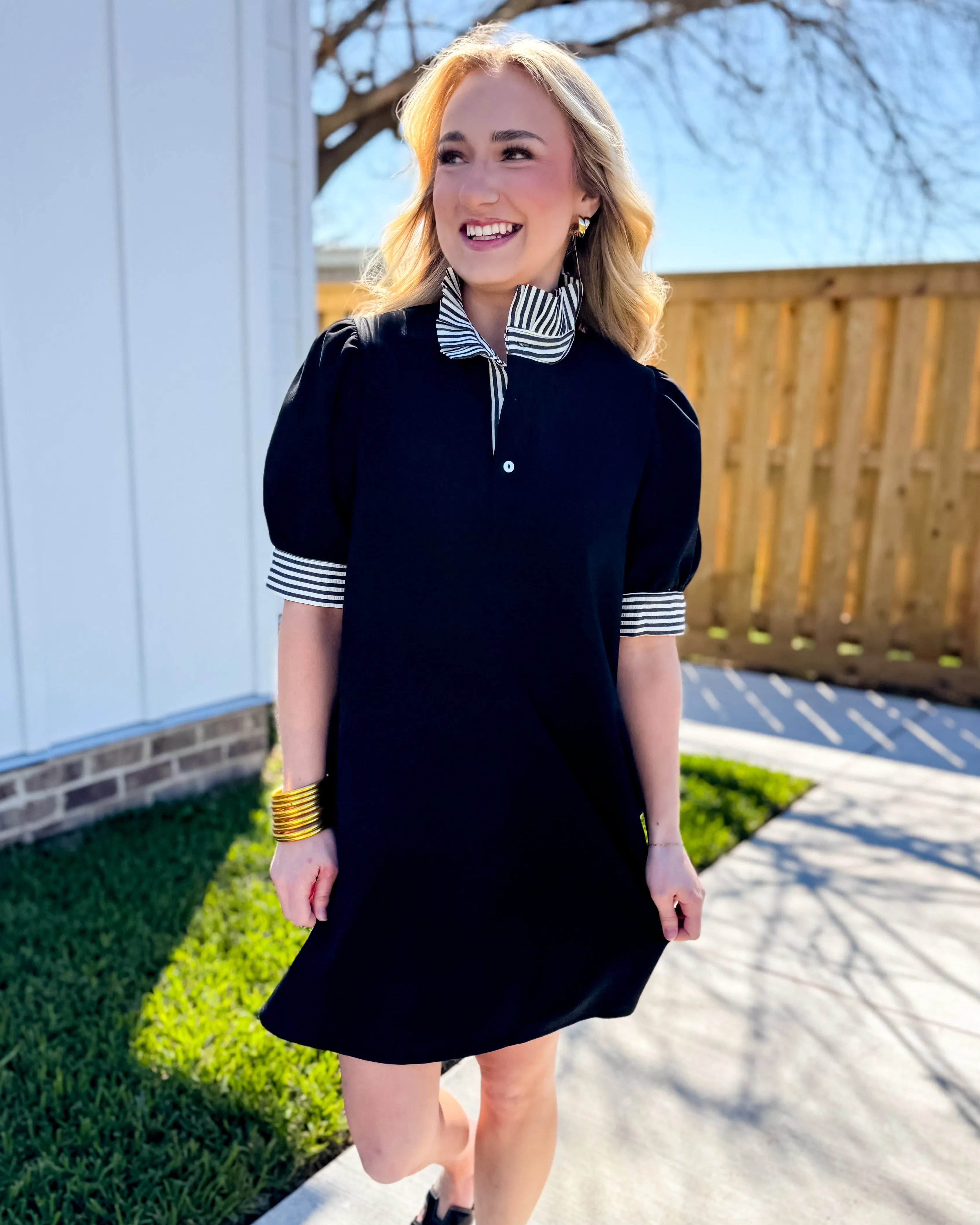 Black Striped Detail Dress