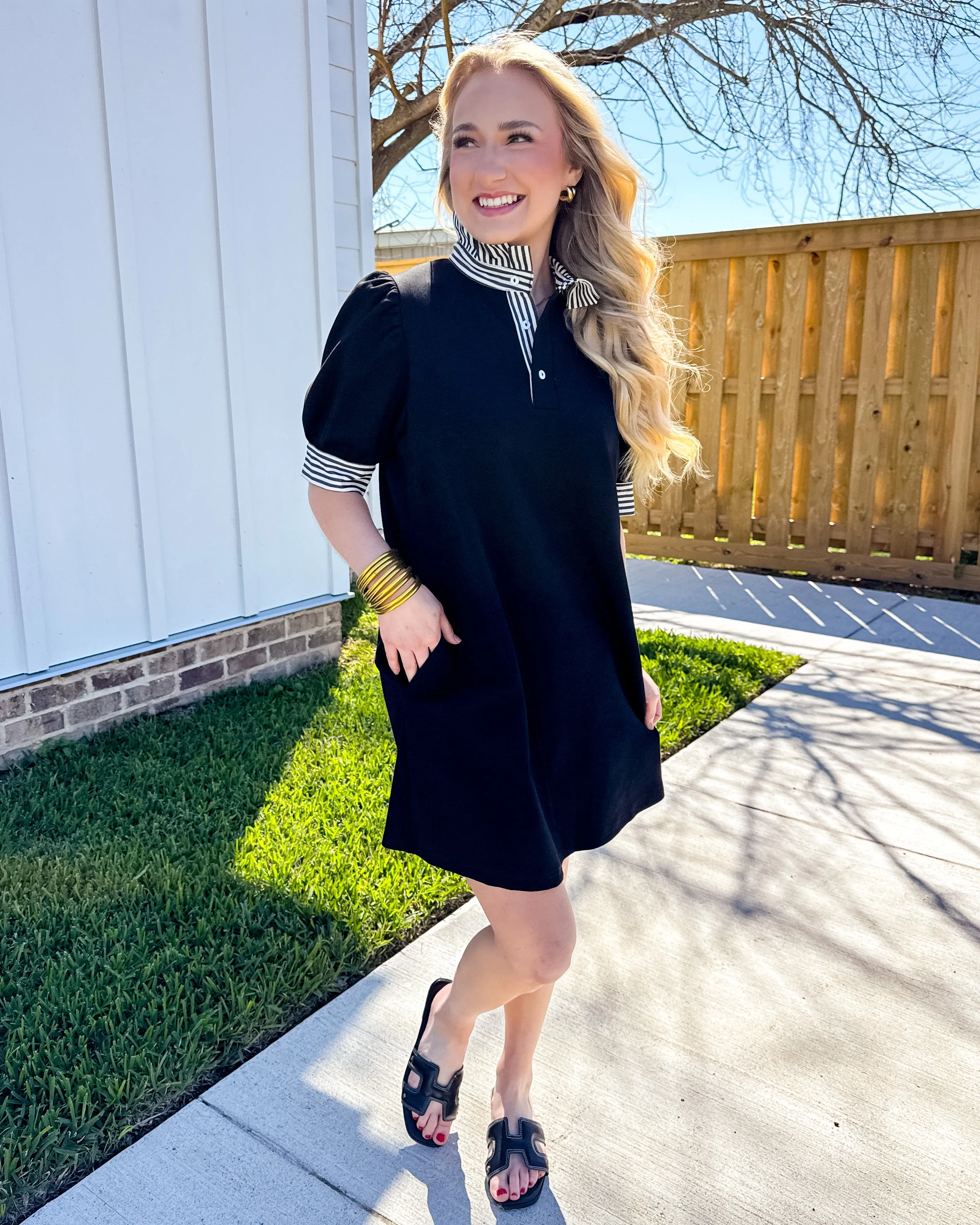 Black Striped Detail Dress