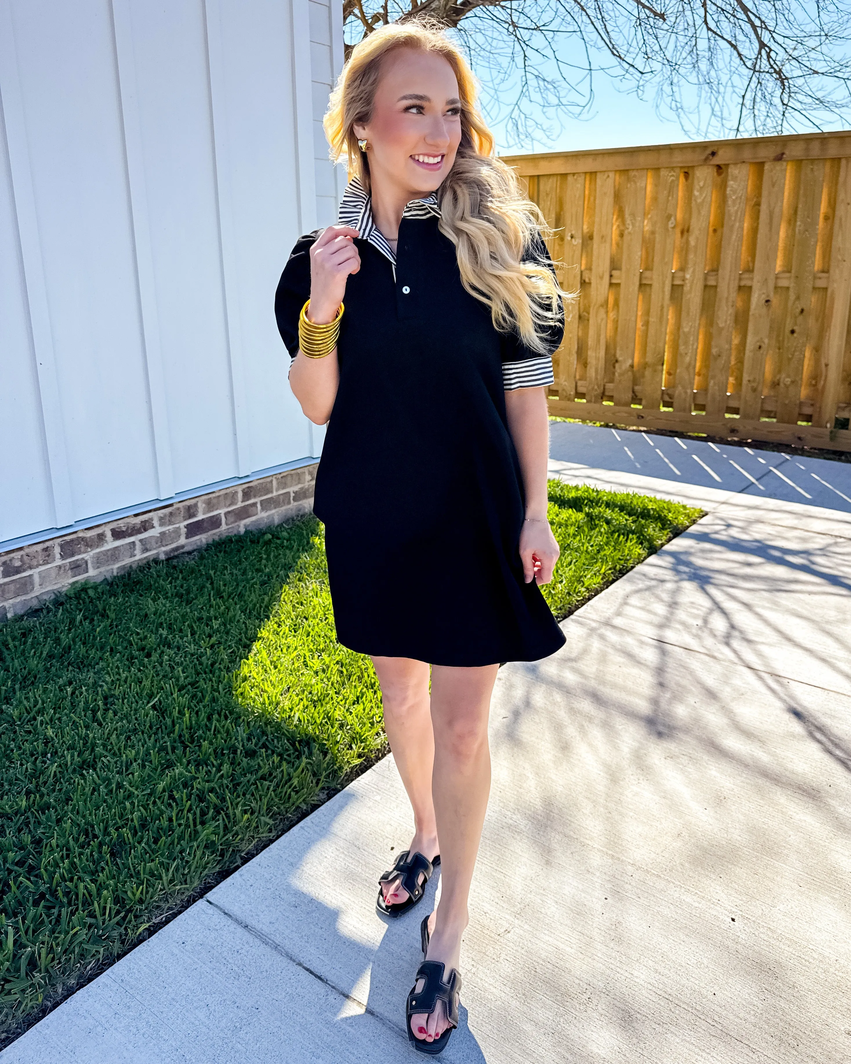 Black Striped Detail Dress
