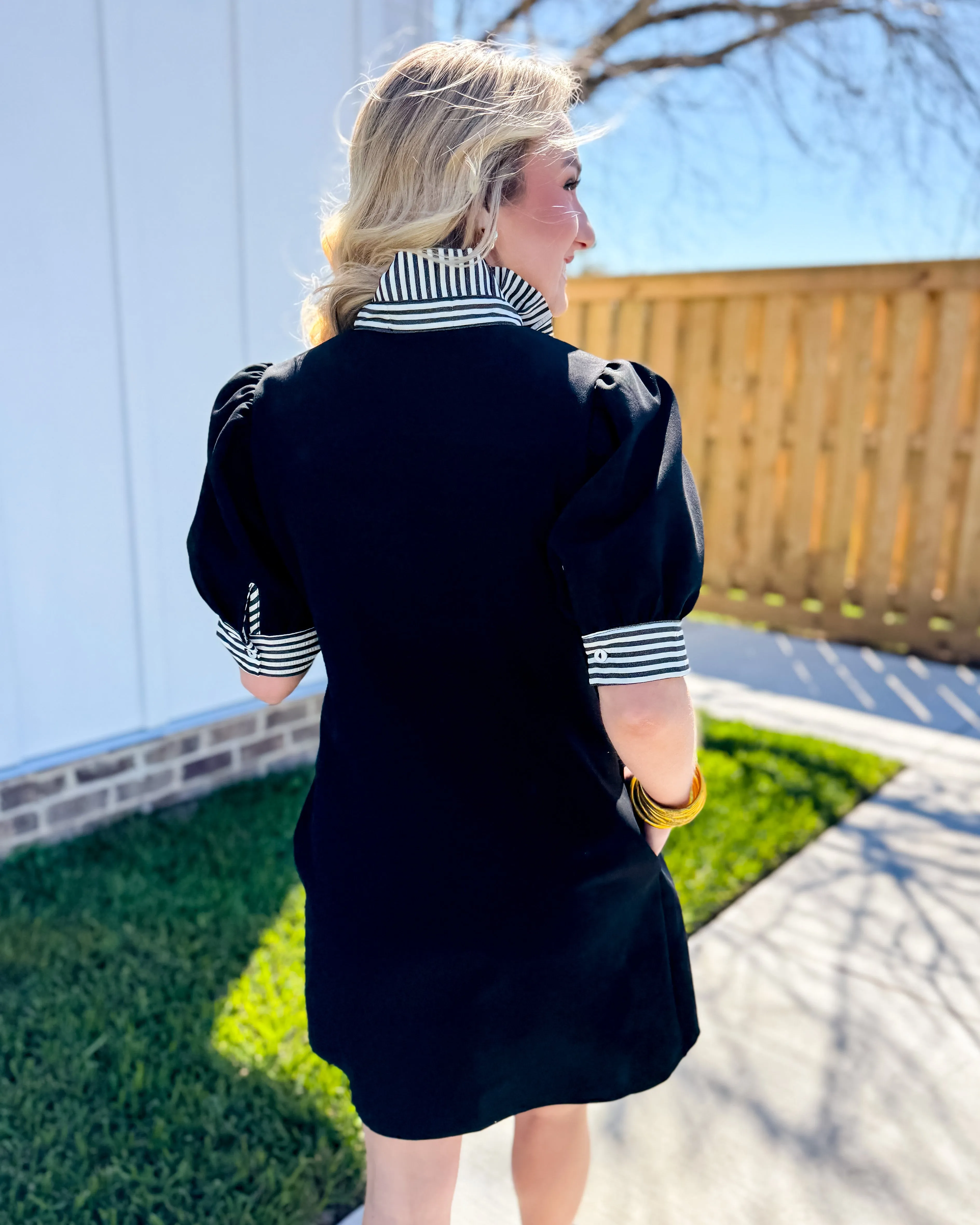 Black Striped Detail Dress