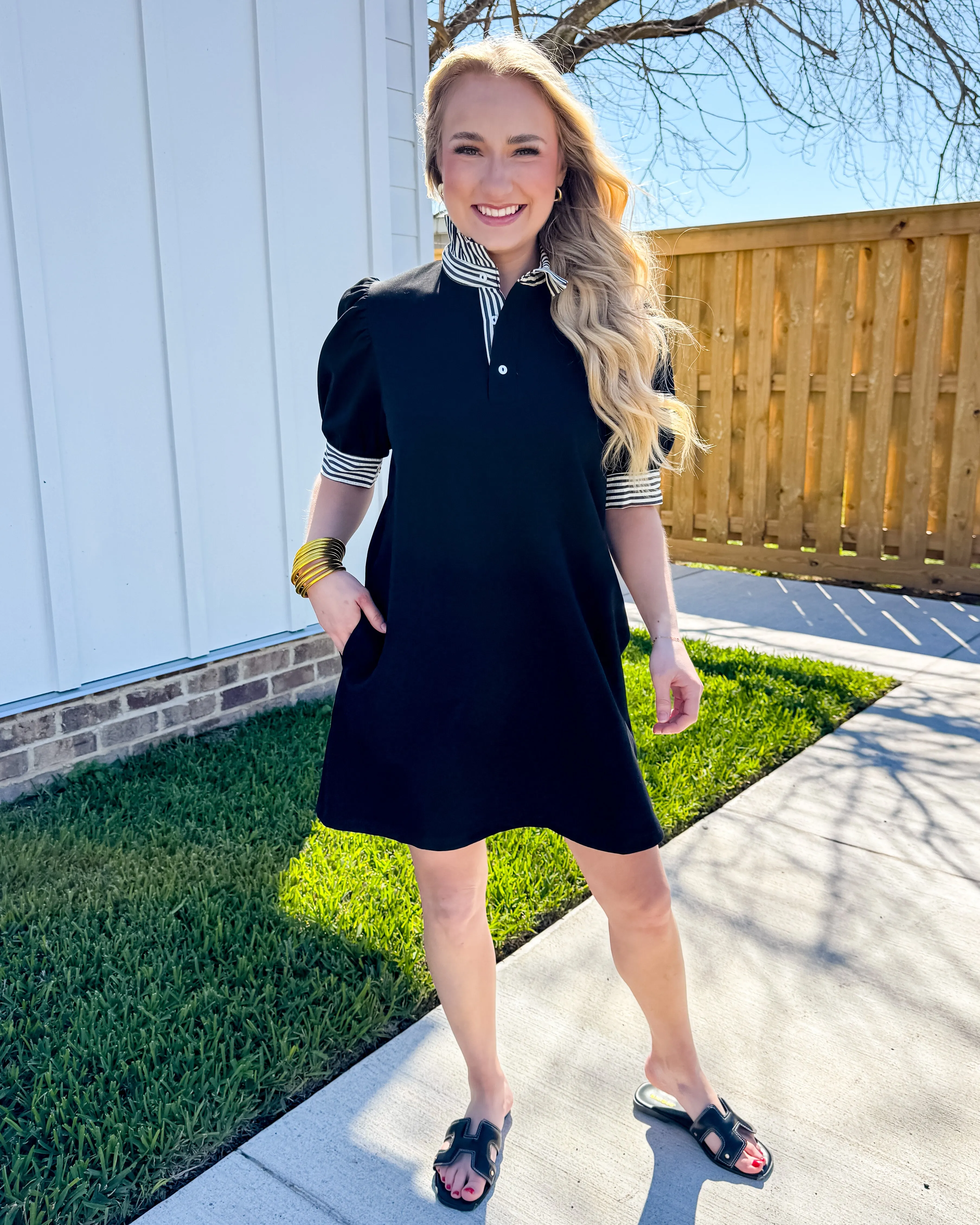 Black Striped Detail Dress