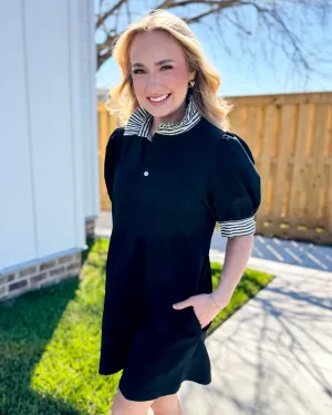 Black Striped Detail Dress