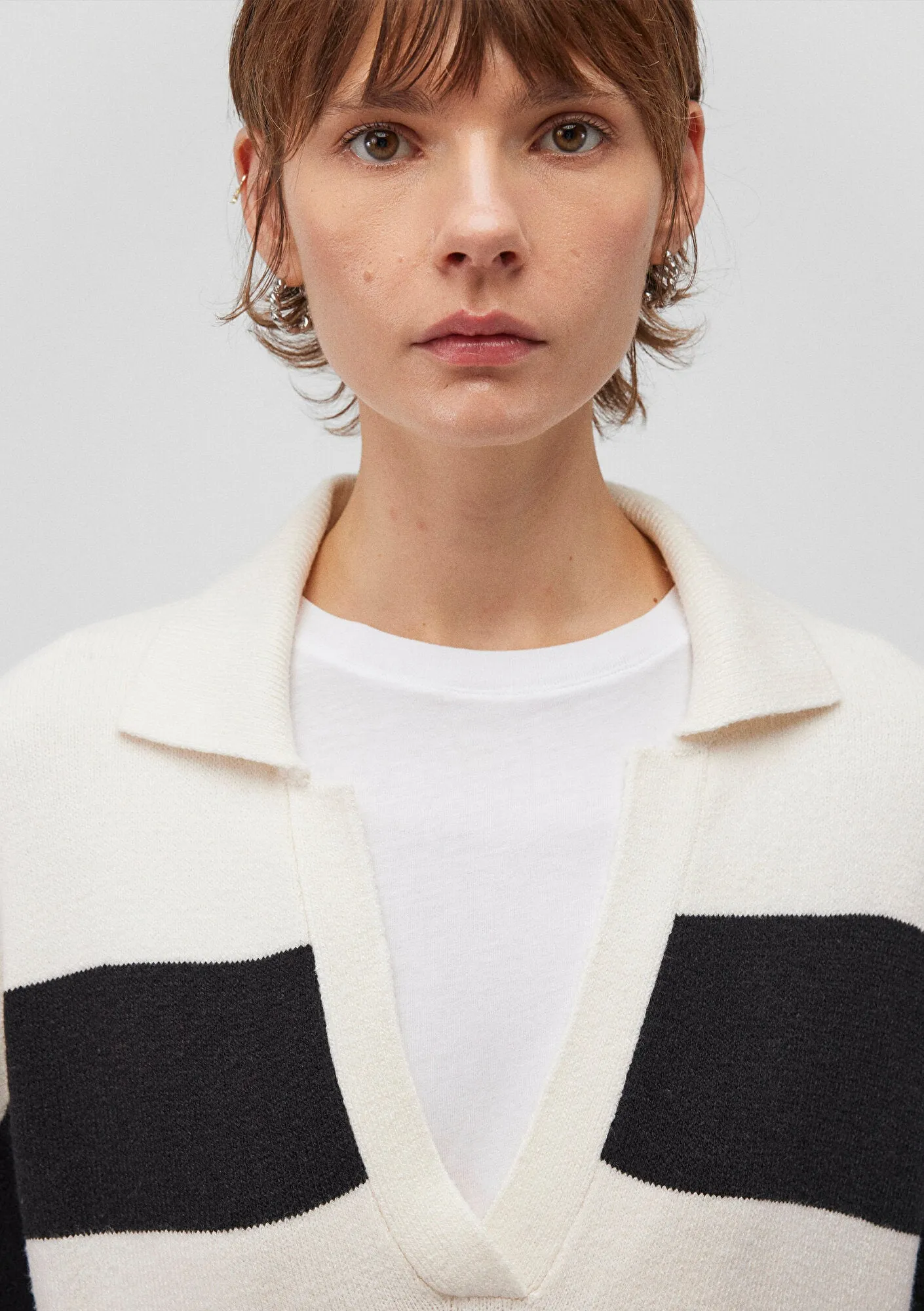 Black Striped Knit Polo