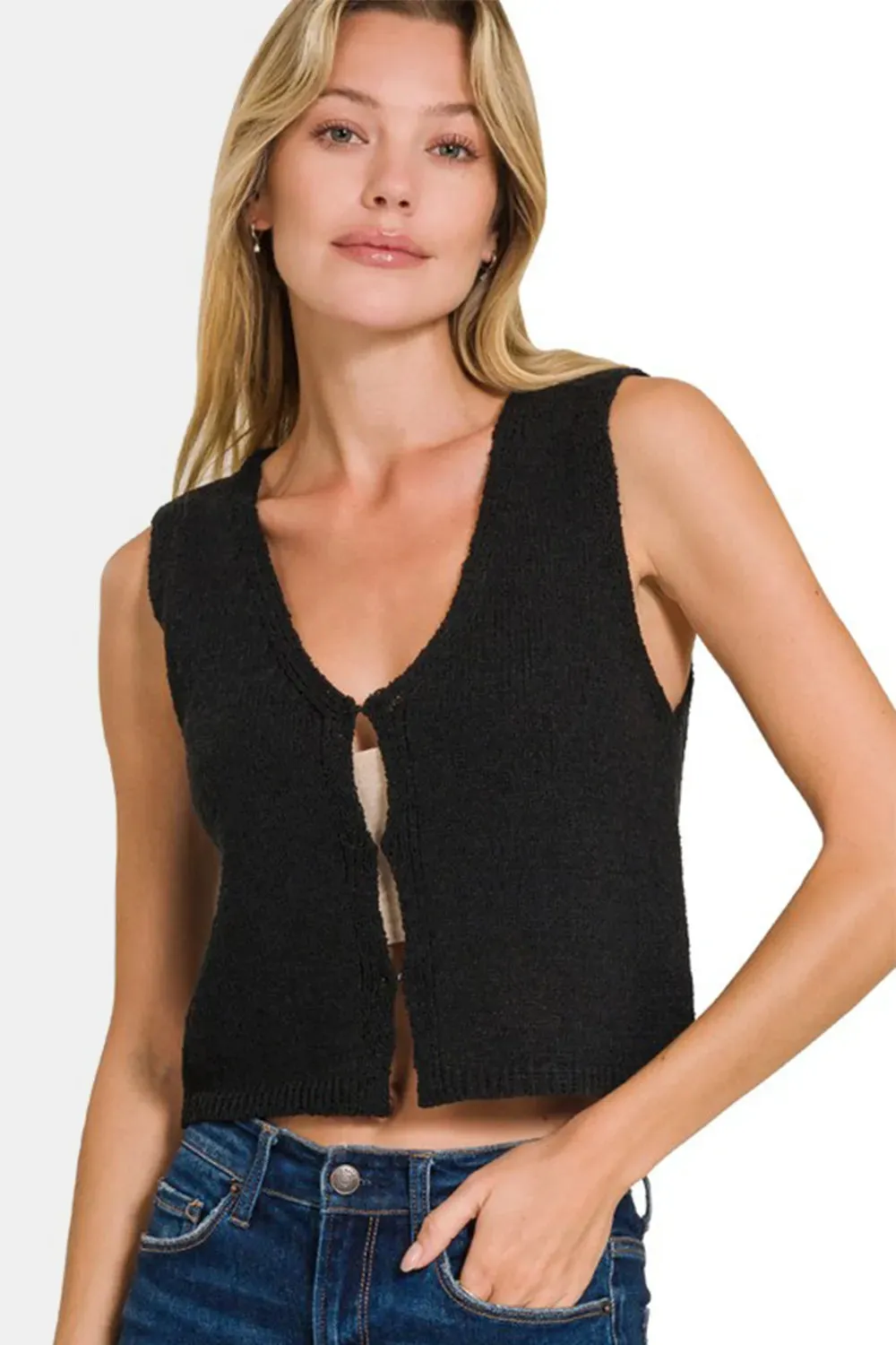 Black V-Neck Sweater Vest
