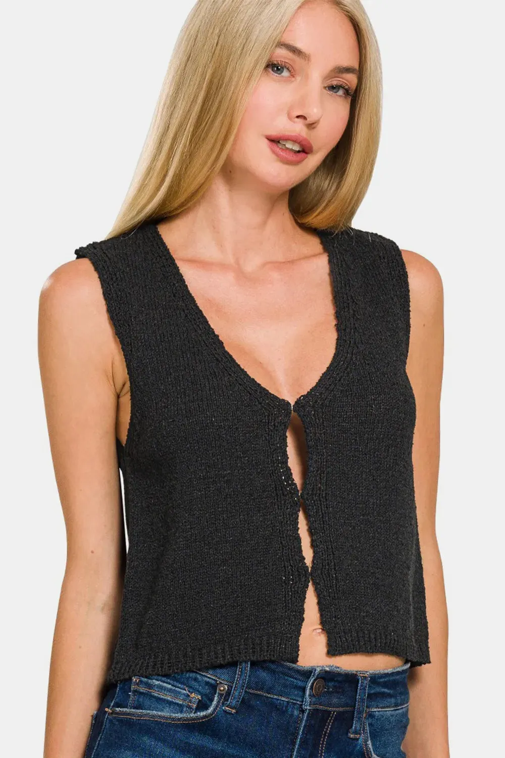 Black V-Neck Sweater Vest