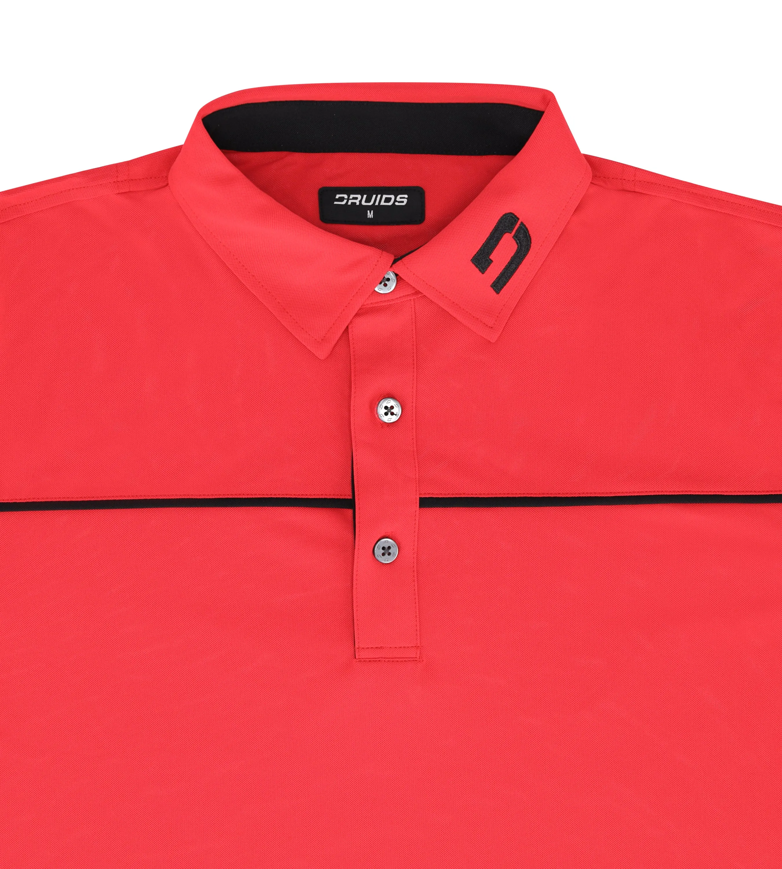 BLOCK PIQUE LONG SLEEVE POLO -  RED/BLACK