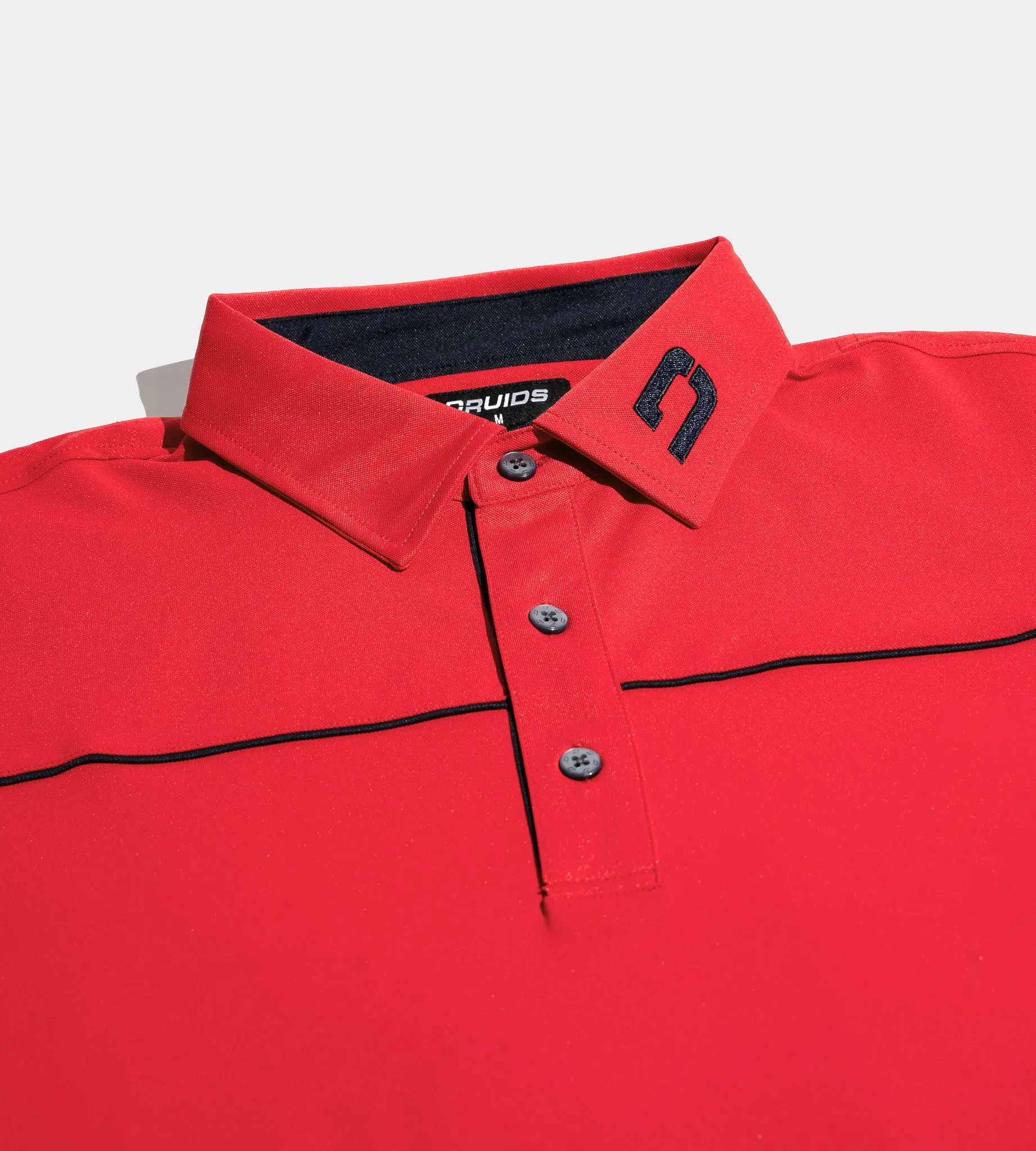 BLOCK PIQUE LONG SLEEVE POLO -  RED/BLACK