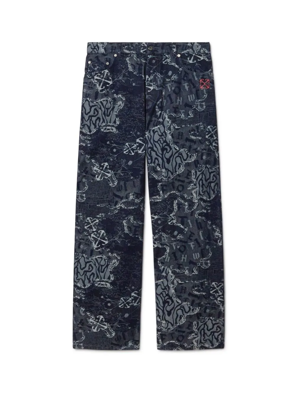 Blue Camo Jacquard Straight Jeans