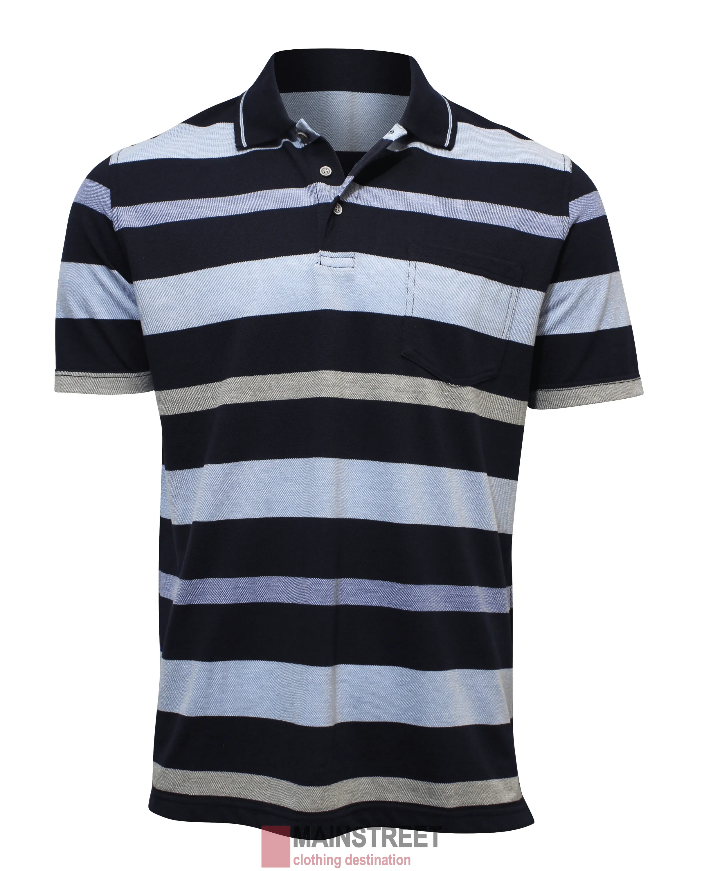 Blue Horizon Pique Striped Polo
