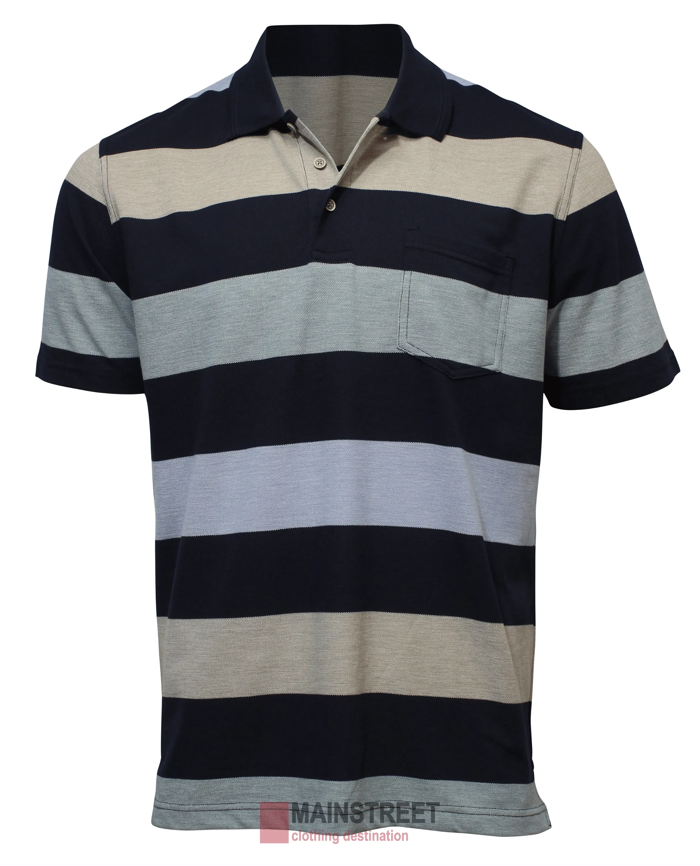 Blue Horizon Pique Striped Polo