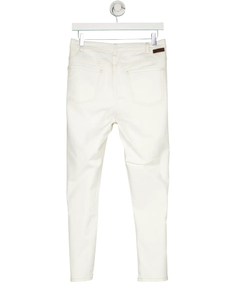 Boden White Straight Leg Contrast Stitch Jeans UK 20
