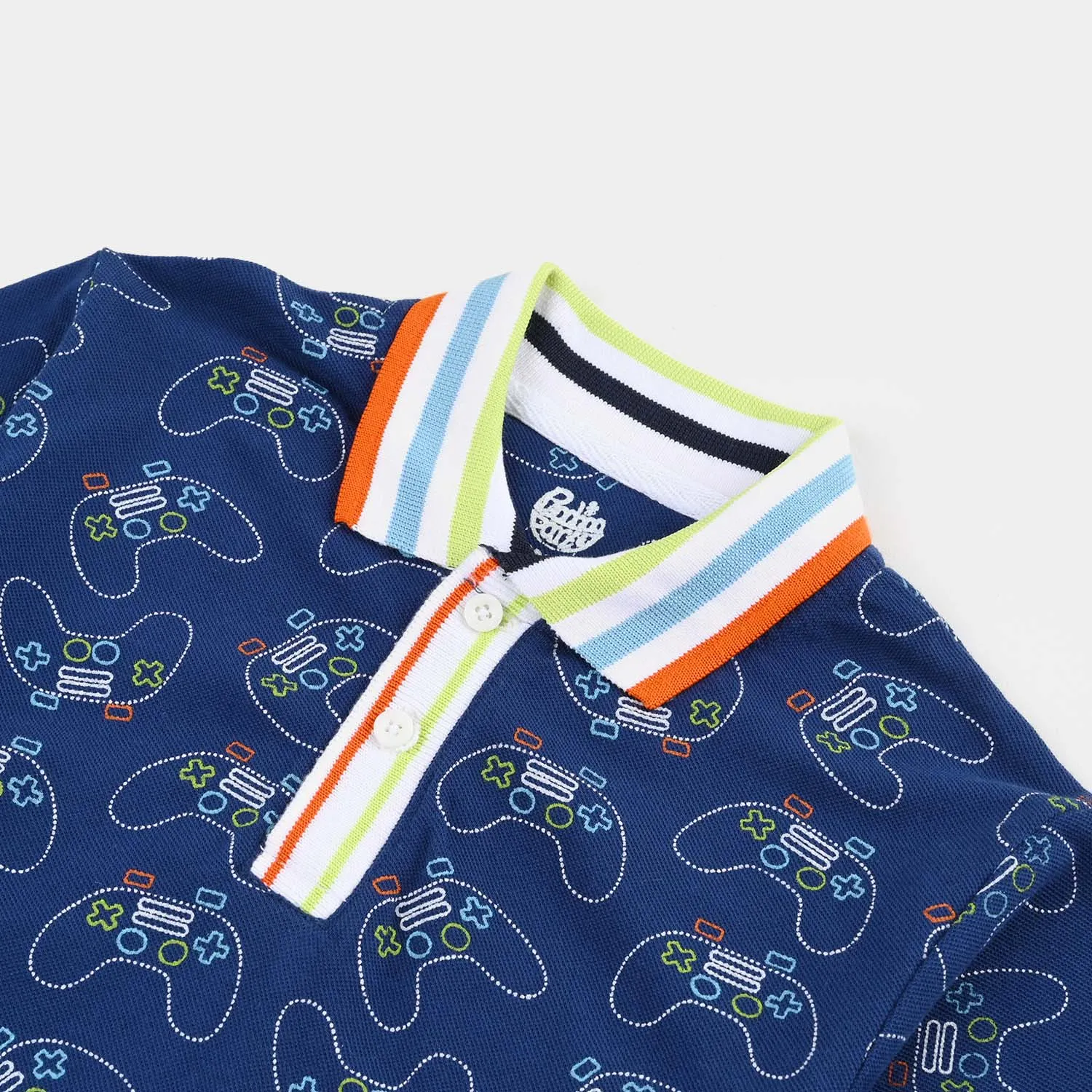 Boys Jumbo Pique Polo Joy Stick-Navy Blue