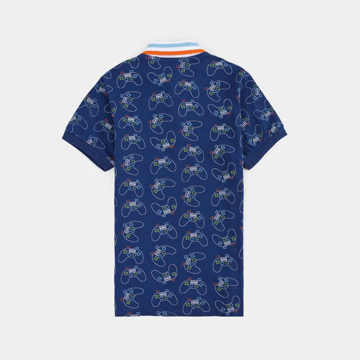 Boys Jumbo Pique Polo Joy Stick-Navy Blue
