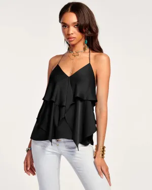 Brittany Ruffle Tank - Black