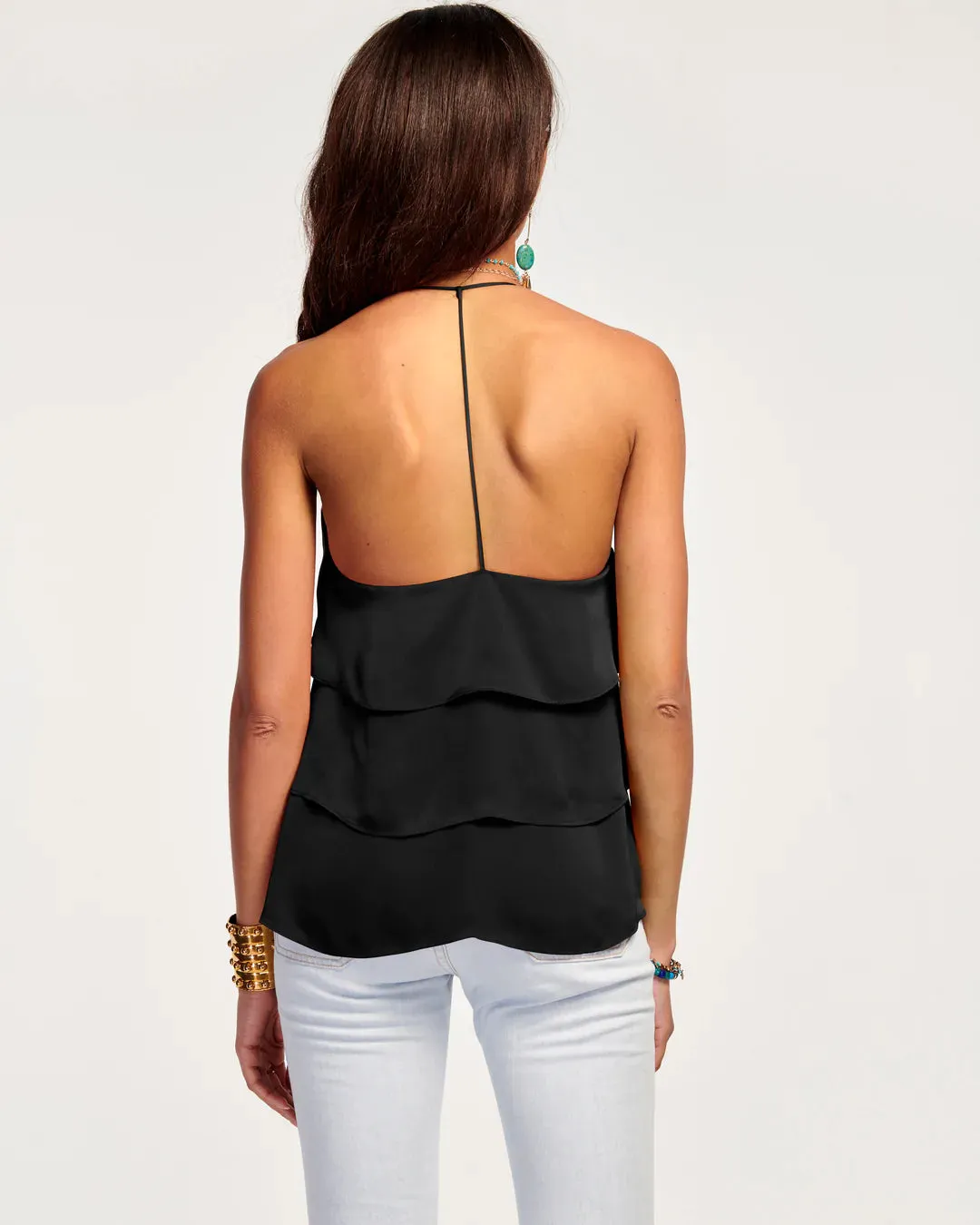 Brittany Ruffle Tank - Black