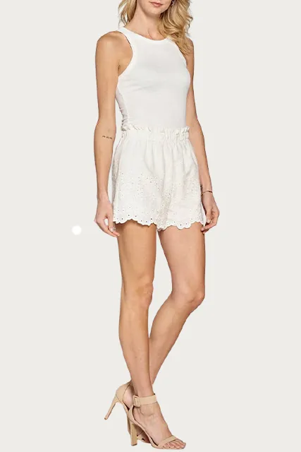 BRODERIE ANGLAISE PAPERBAG SHORTS
