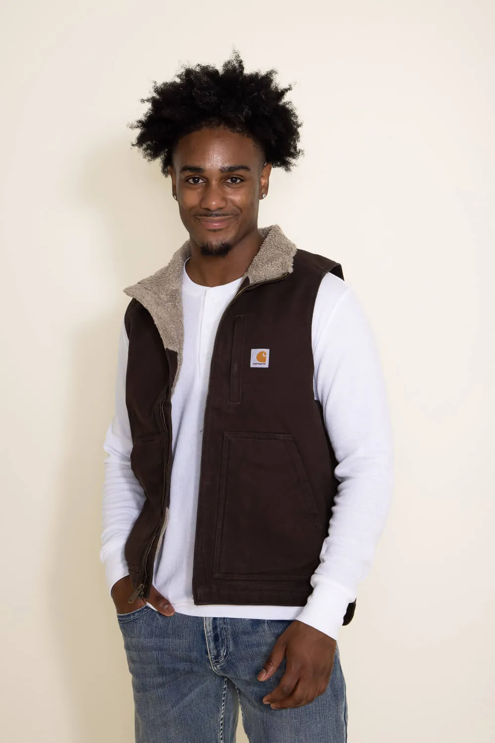 Carhartt Duck Sherpa Lined Mock Neck Vest for Men in Brown | 104277-DKB