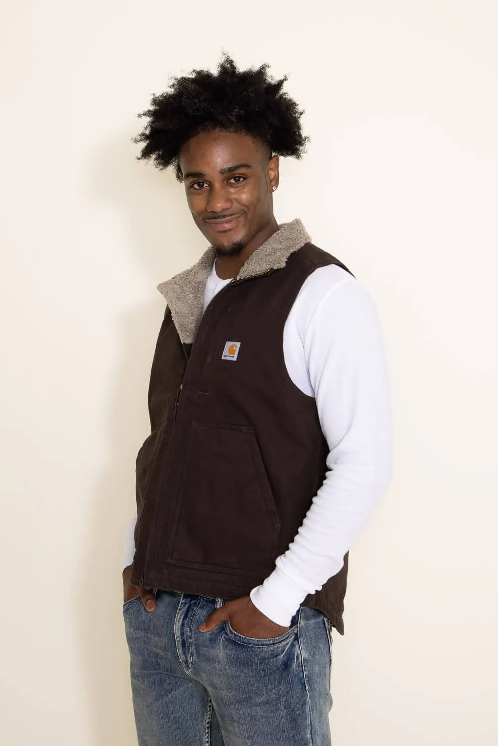 Carhartt Duck Sherpa Lined Mock Neck Vest for Men in Brown | 104277-DKB