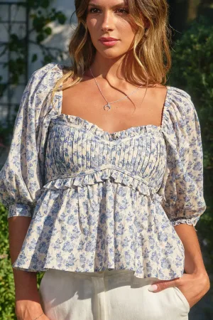 Catalina Babydoll Puff Sleeve Top