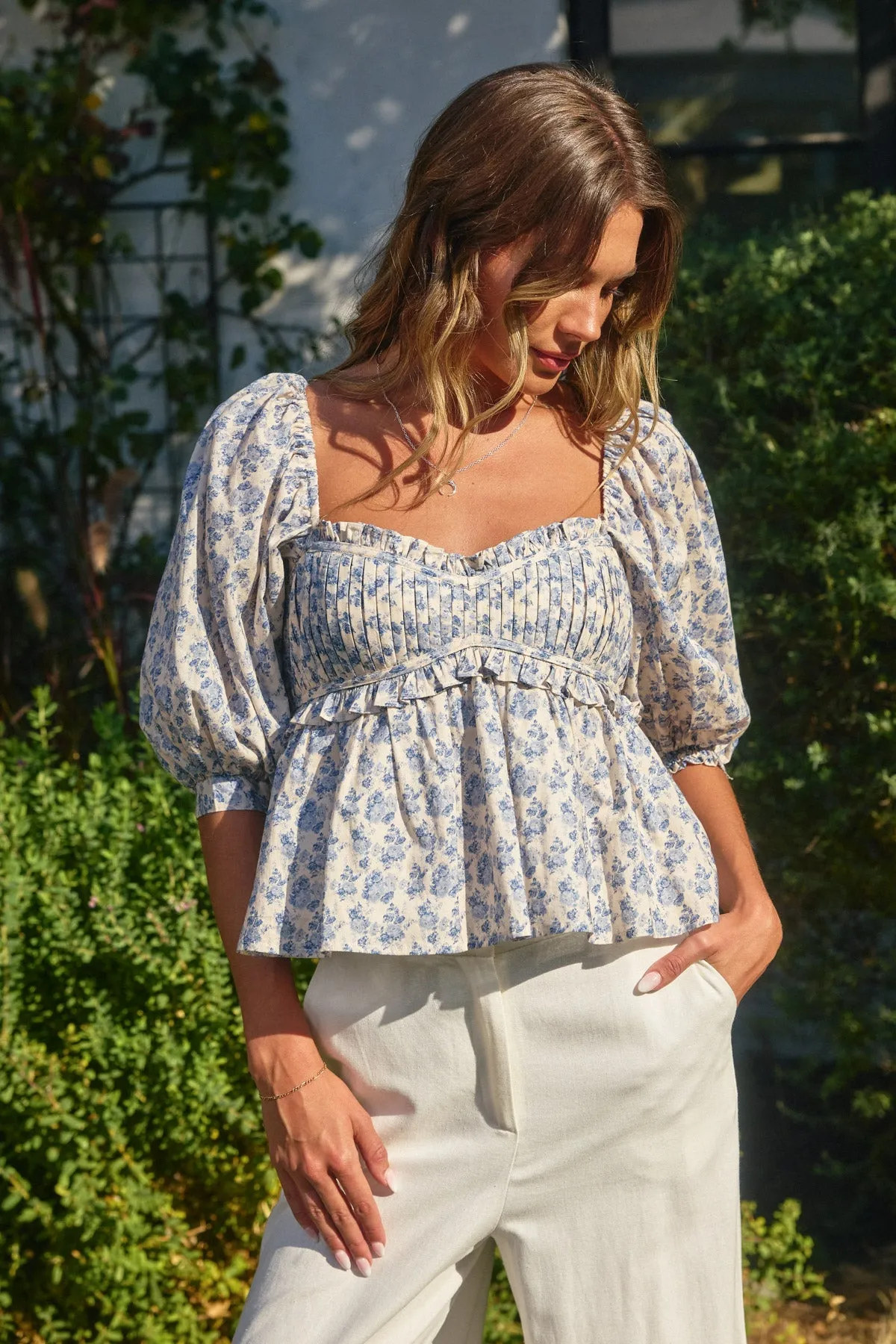 Catalina Babydoll Puff Sleeve Top