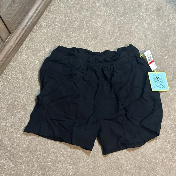 CECE Women’s Paperbag Waist Black Shorts Size XS