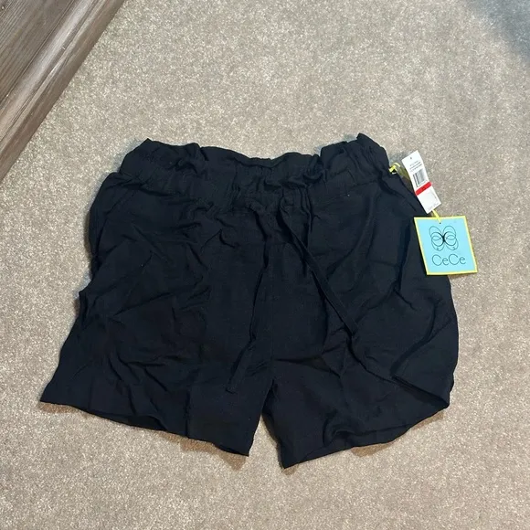 CECE Women’s Paperbag Waist Black Shorts Size XS