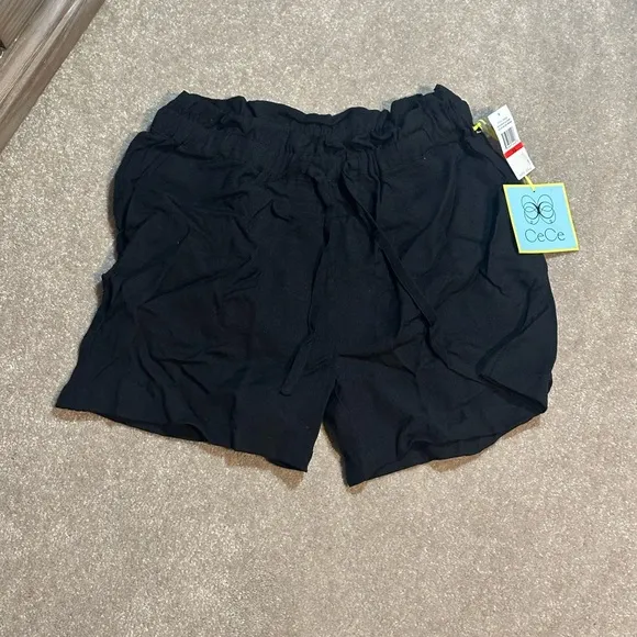 CECE Women’s Paperbag Waist Black Shorts Size XS