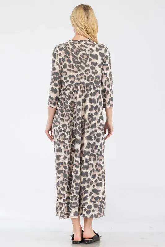 Celeste Full Size Leopard Print Asymmetric Tiered Midi-Dress Plus Size