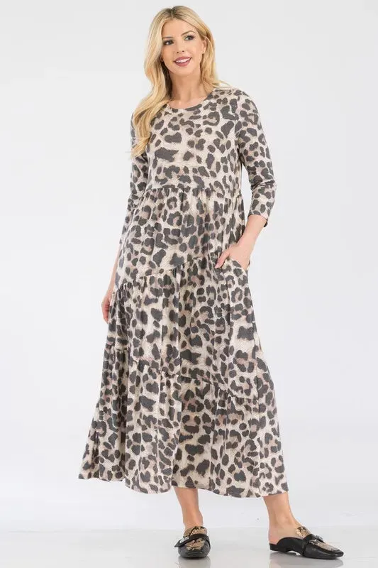 Celeste Full Size Leopard Print Asymmetric Tiered Midi-Dress Plus Size