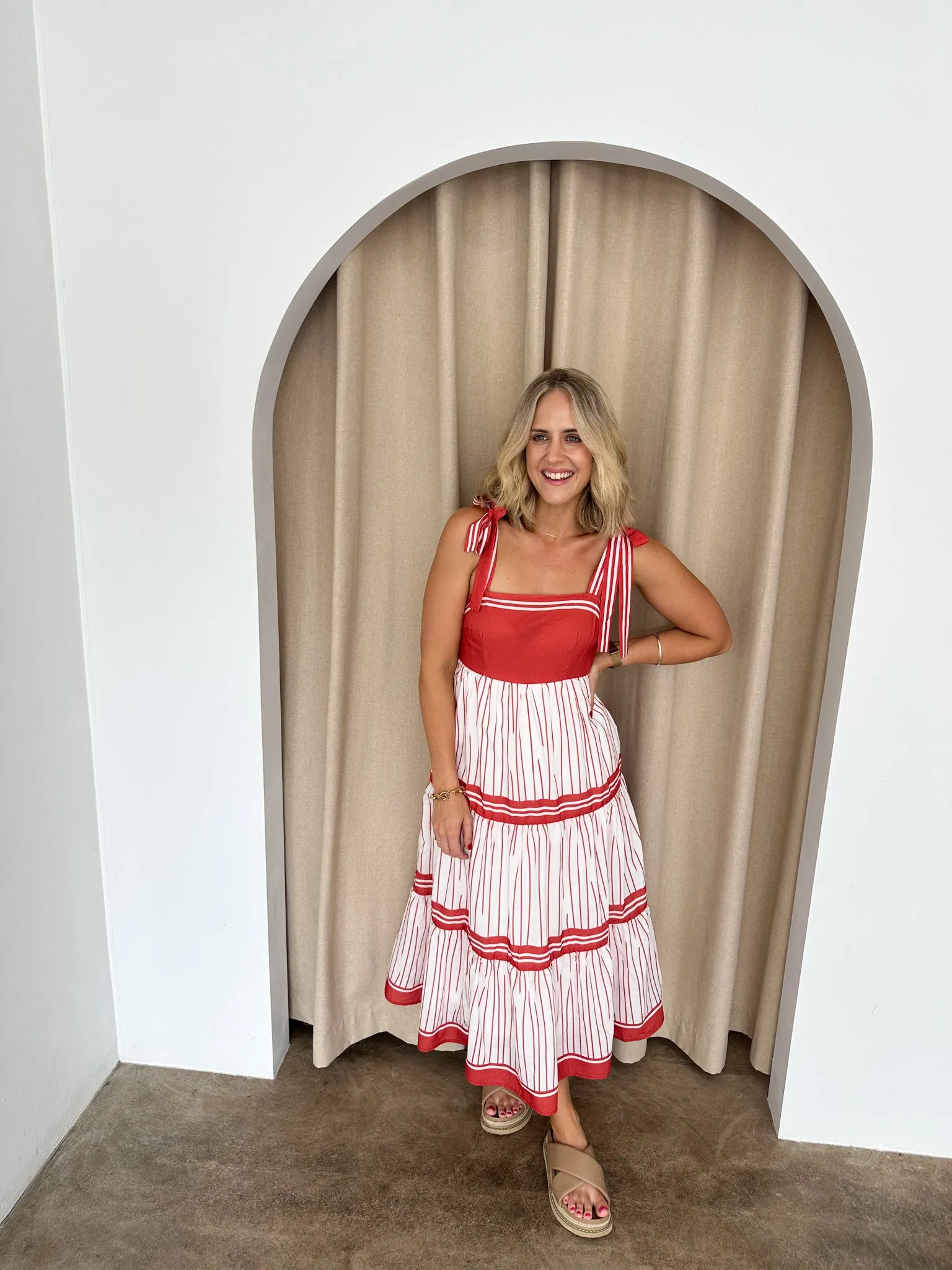Charlotte Dress- Red/White