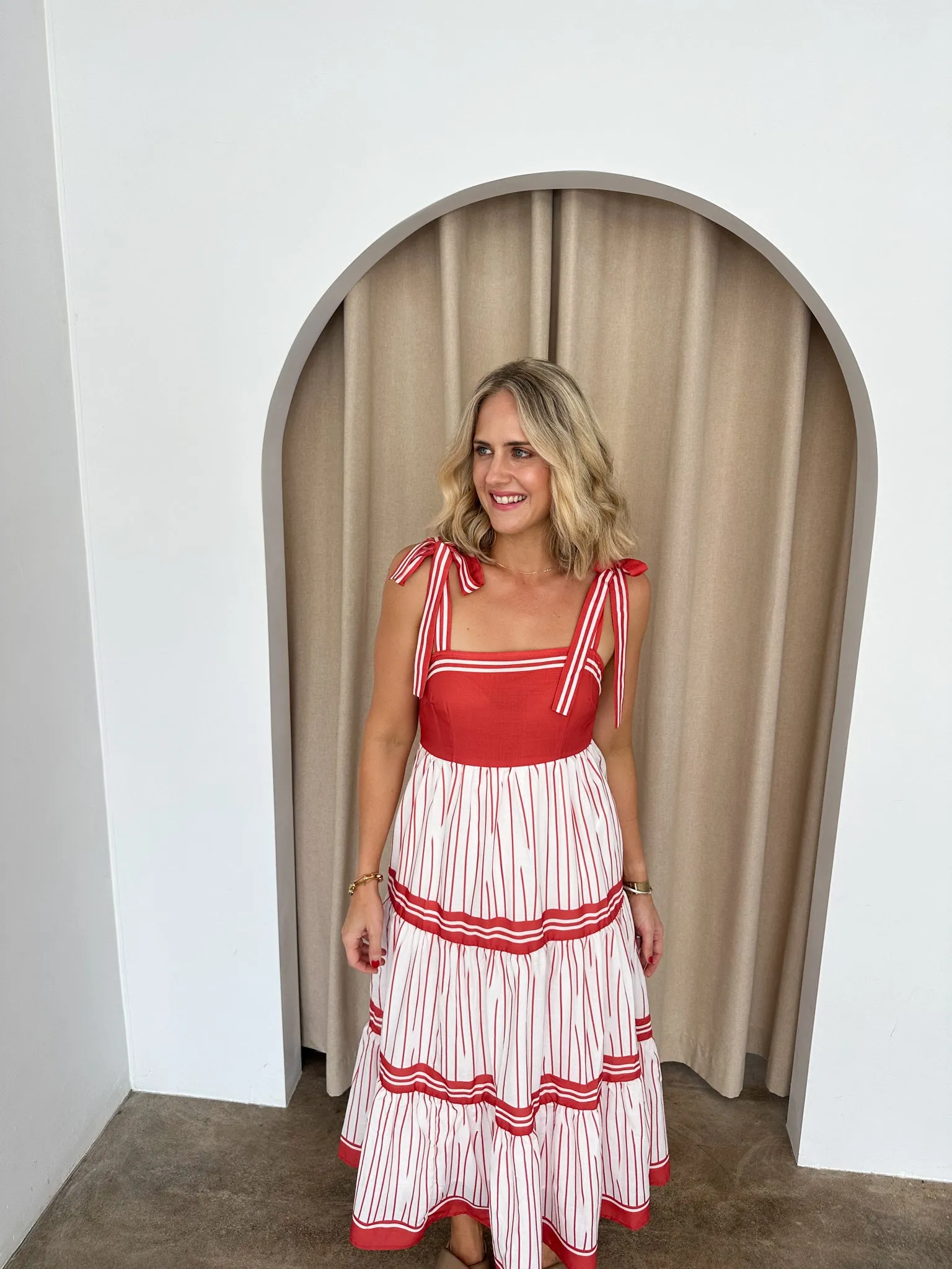 Charlotte Dress- Red/White
