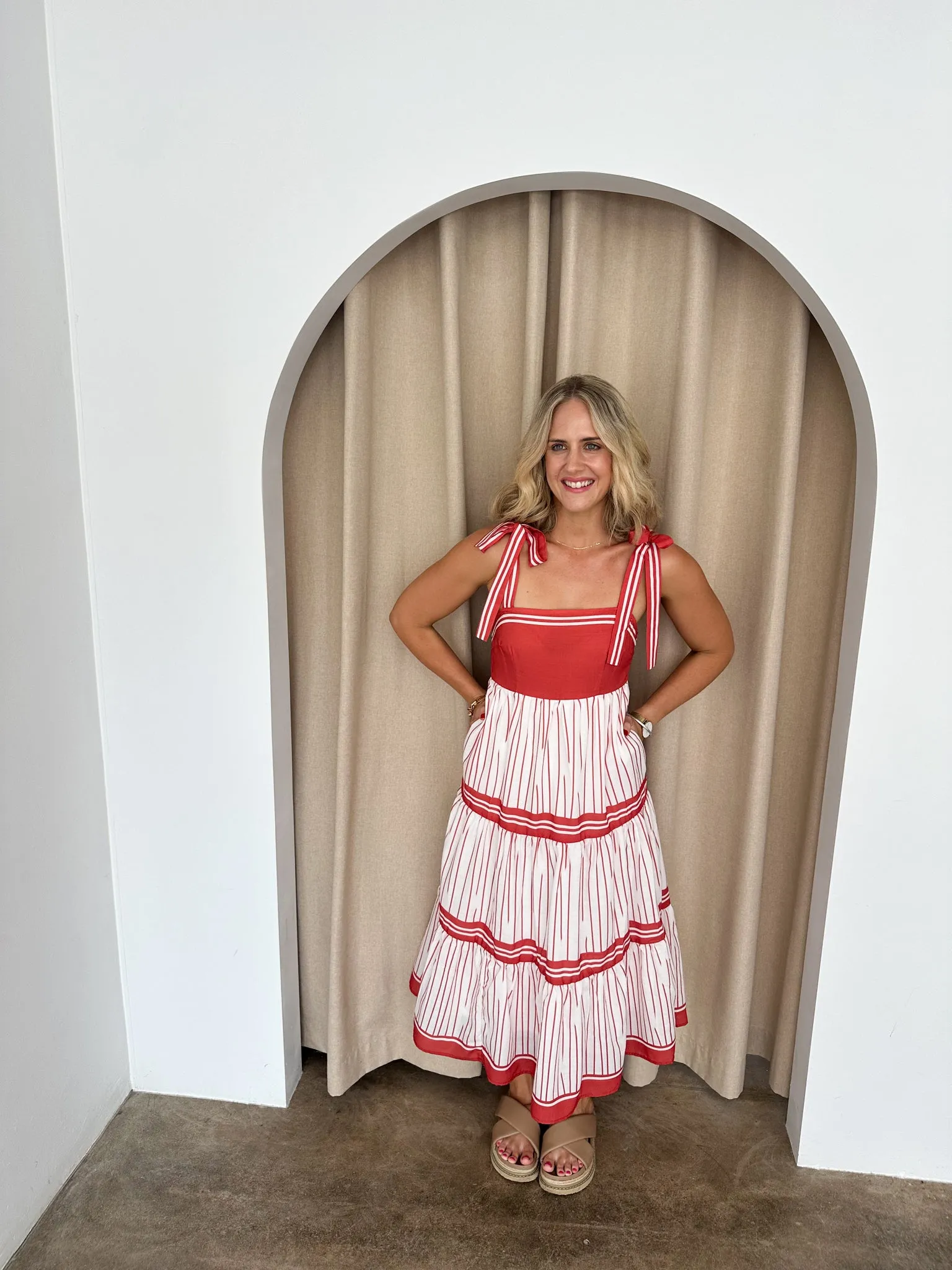 Charlotte Dress- Red/White