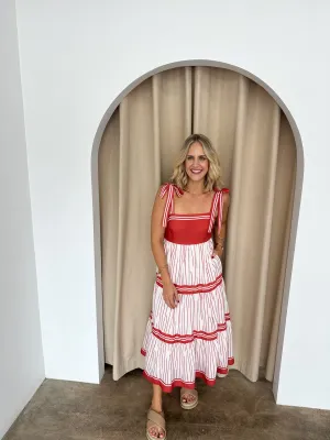 Charlotte Dress- Red/White