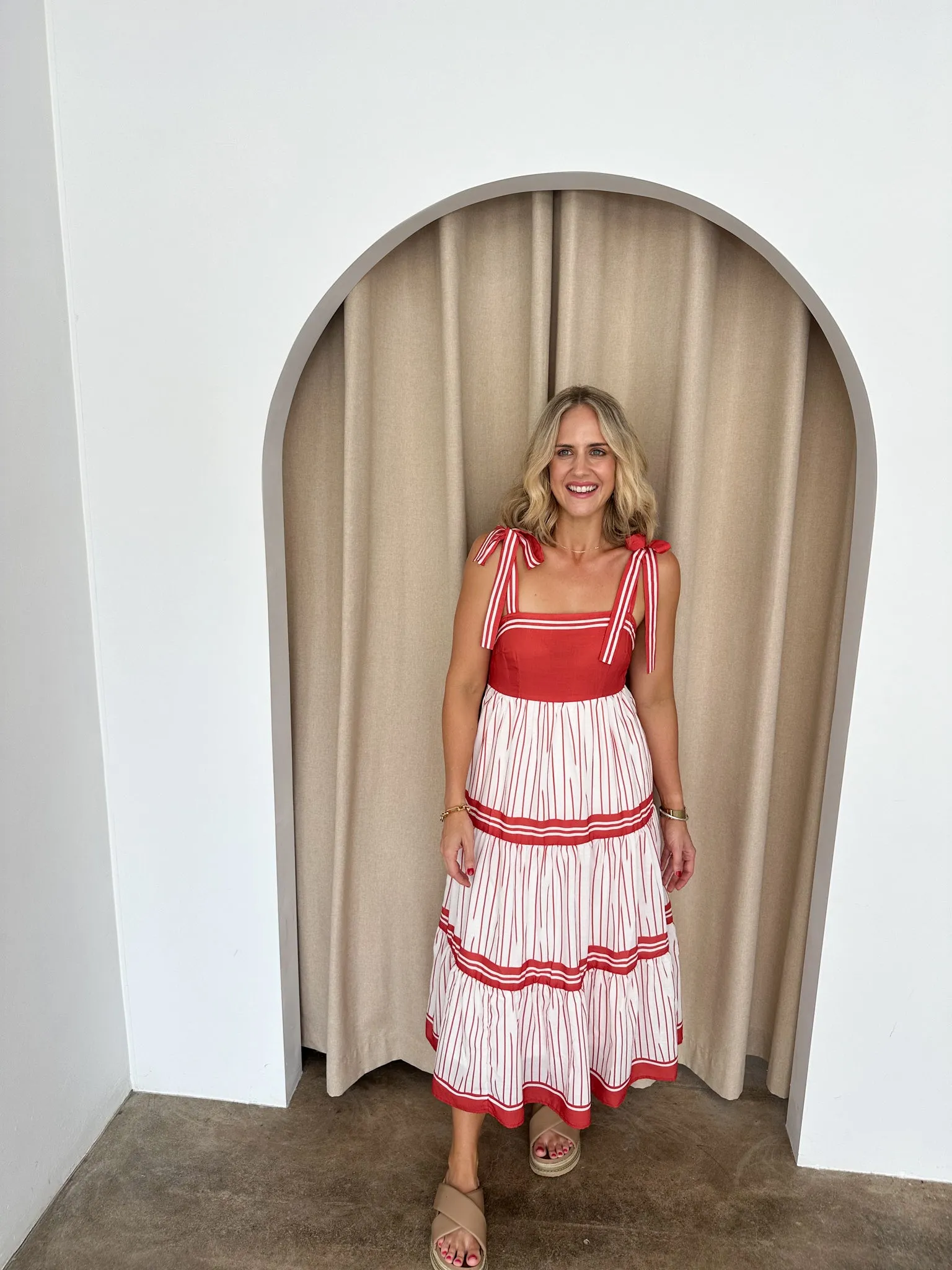 Charlotte Dress- Red/White