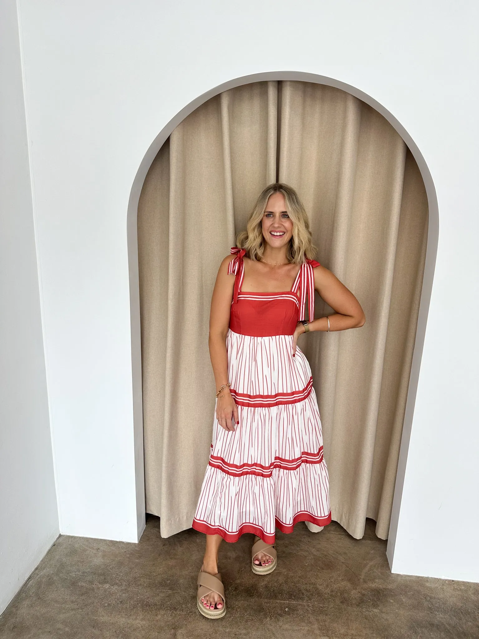 Charlotte Dress- Red/White