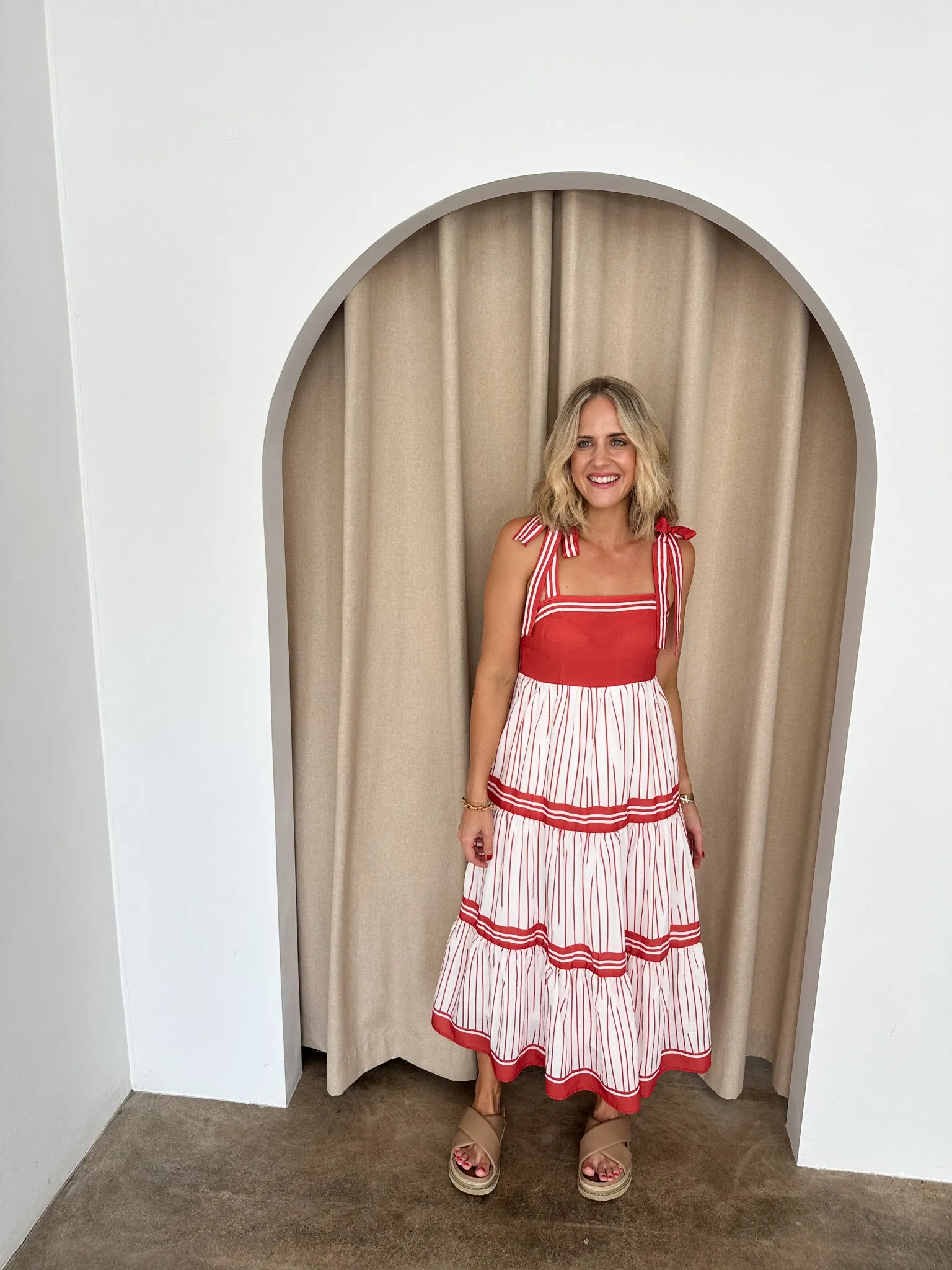 Charlotte Dress- Red/White