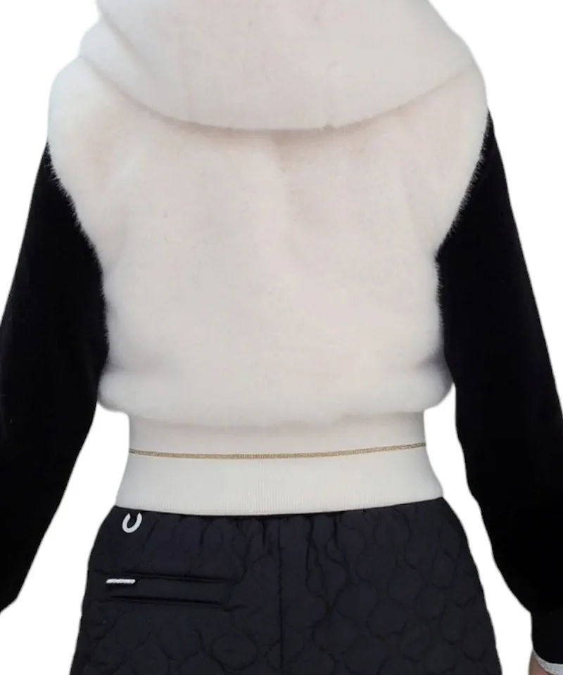 CHUCUCHU Fur Hooded Vest - Ivory
