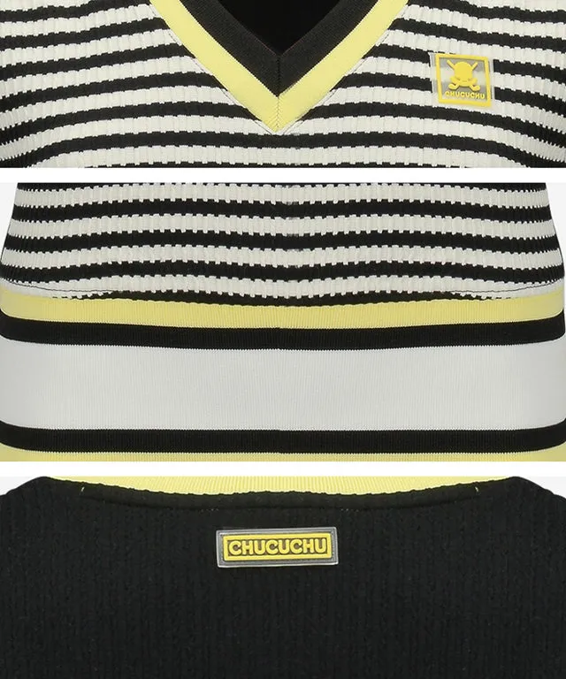 CHUCUCHU Stripe Vest - Black