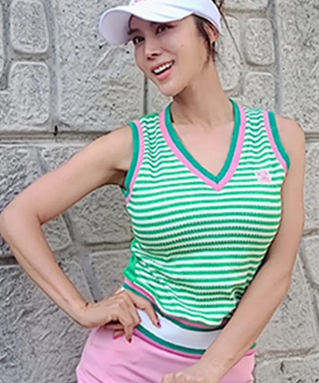 CHUCUCHU Stripe Vest - Green