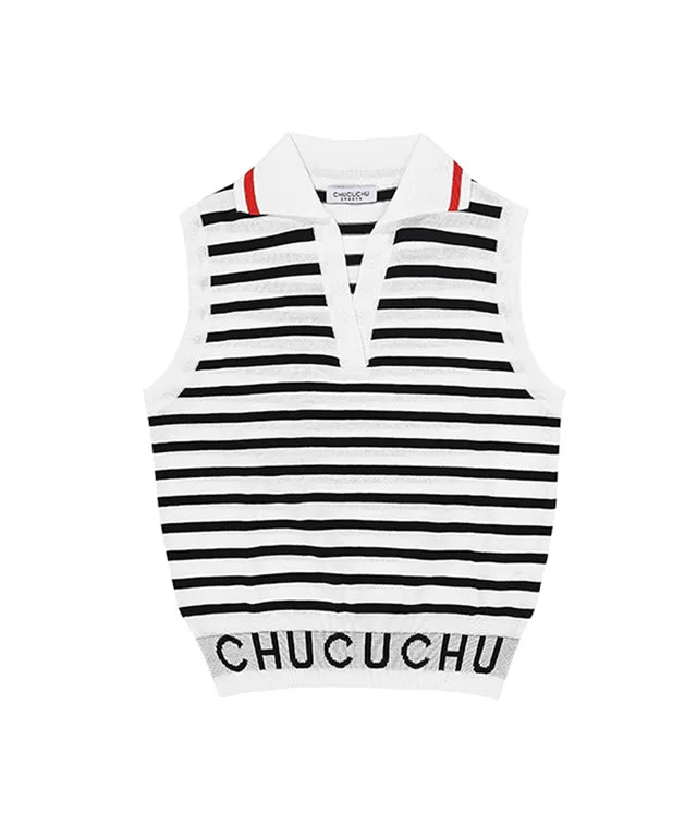 CHUCUCHU Summer Logo Knit Vest - Black